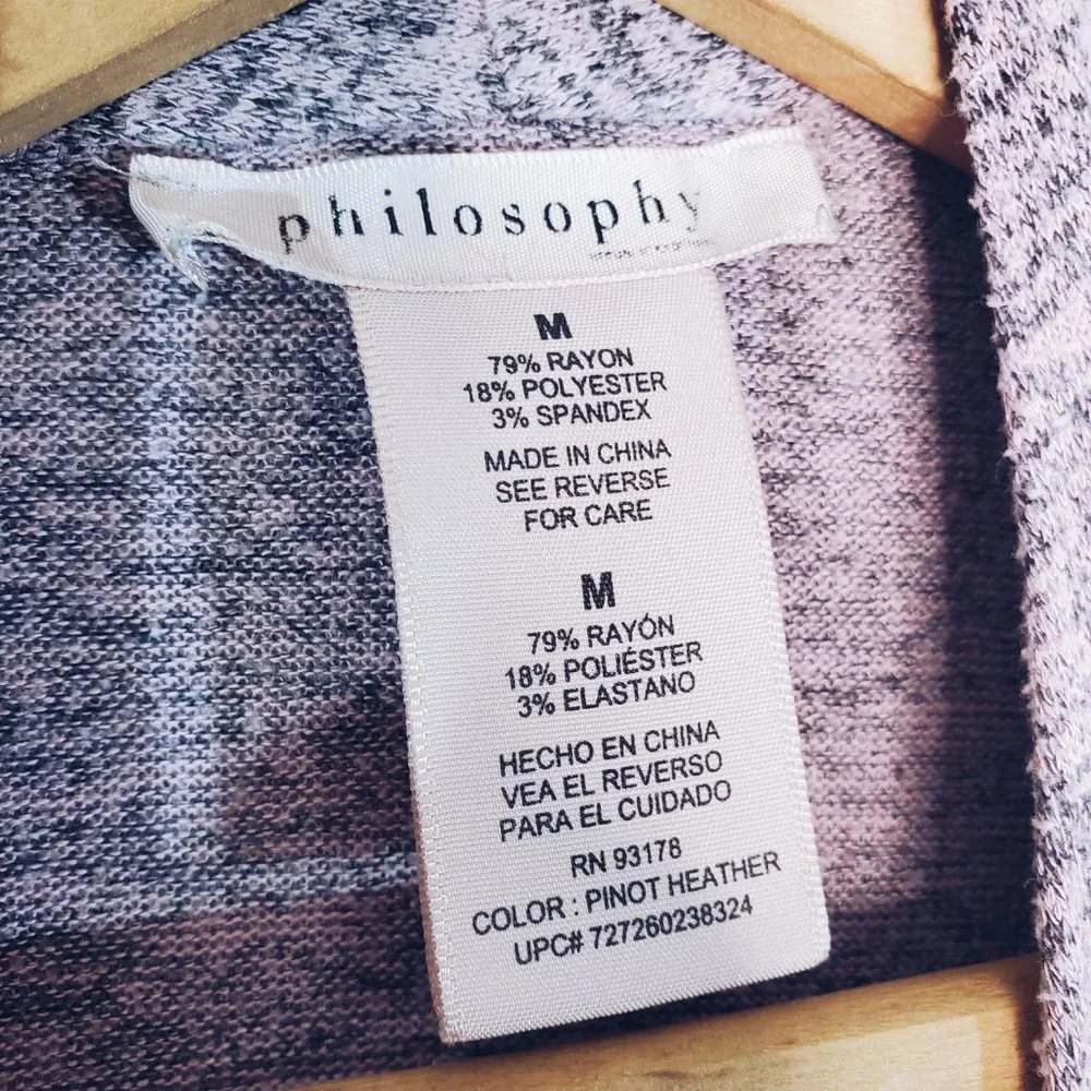 Philosophy Lavender Black Marbled Asymmetrical Cardigan M - Picture 8 of 10